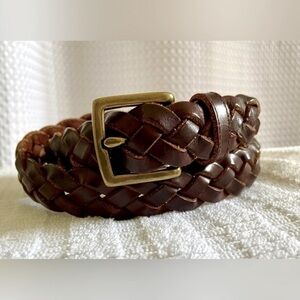 Women’s GAP genuine leather cognac brown breaded belt‎ size XL fits like M